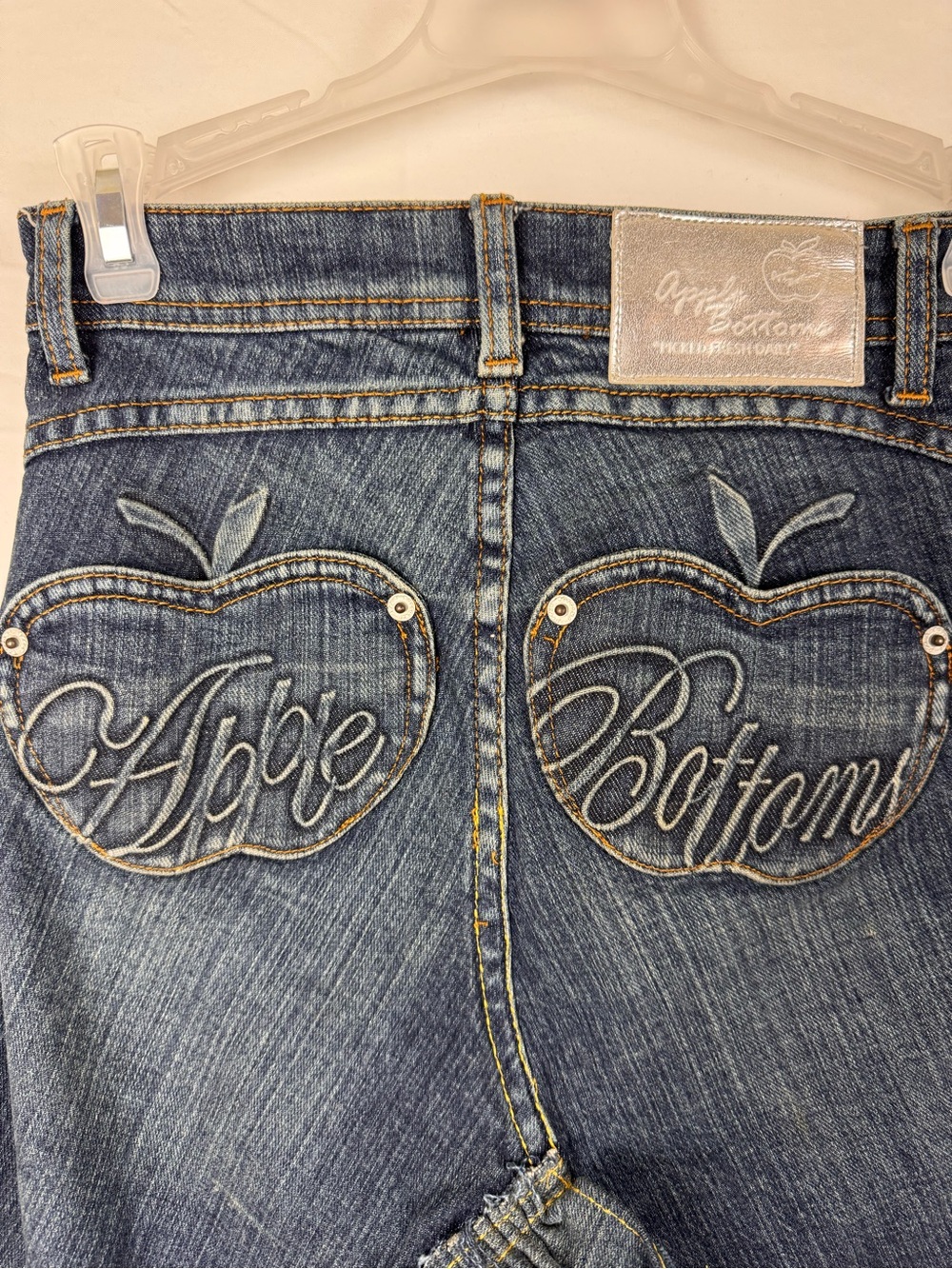 Apple Bottoms Custom One-of-a-kind Y2K Denim A-Line Flare Panel Ruffle Skirt 0